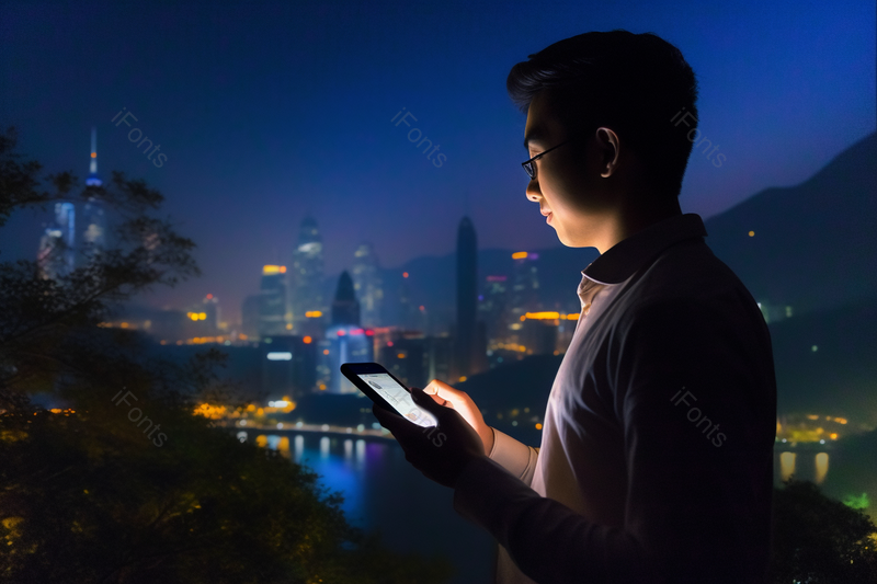 商务男士夜晚看手机,高清,摄影图,摄影图片,图片大全,摄影图免费下载